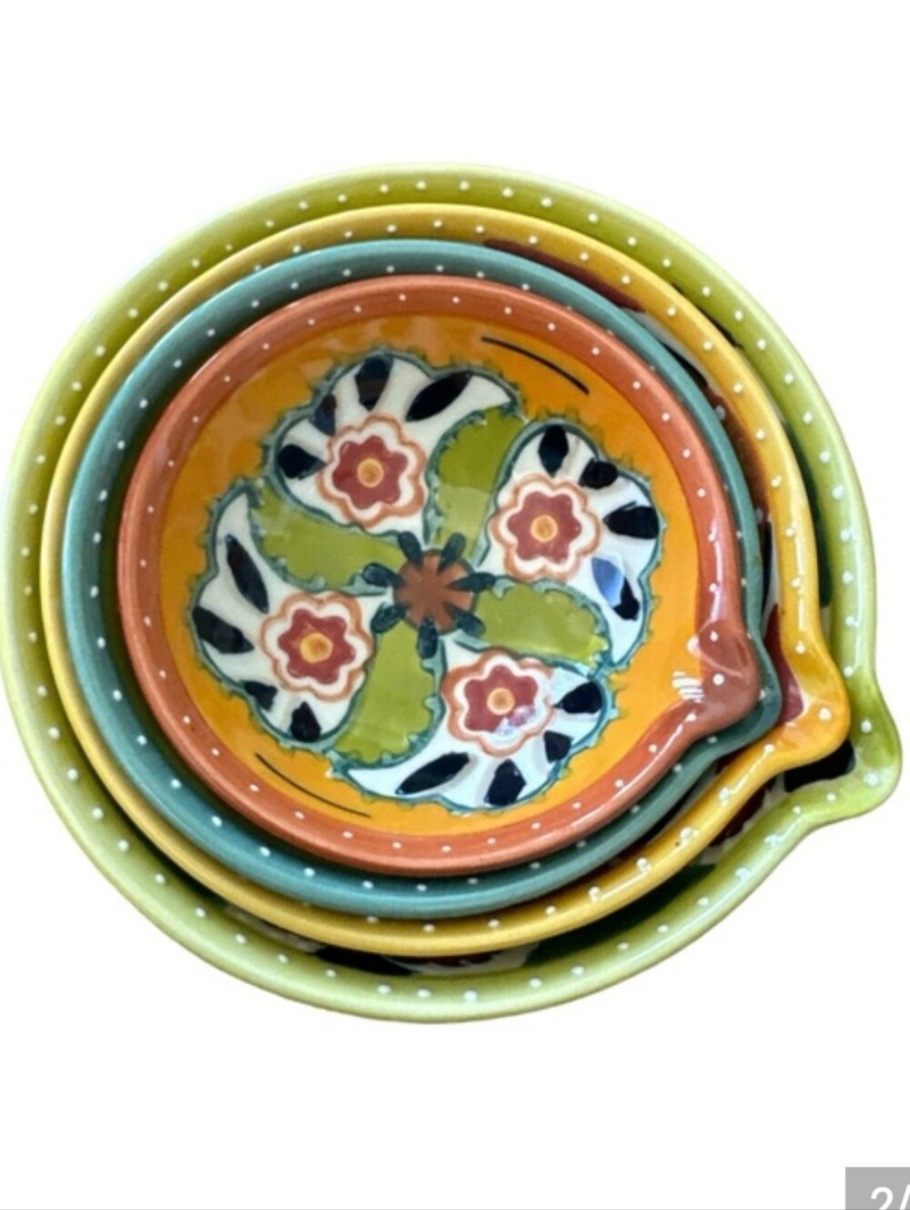 Anthropologie Colorful Hand-Painted Ceramic Nesting Bowls